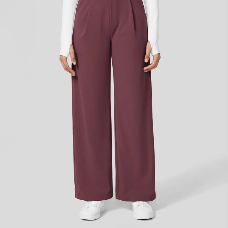 High Waisted Straight Pants With Side Pocket For Women