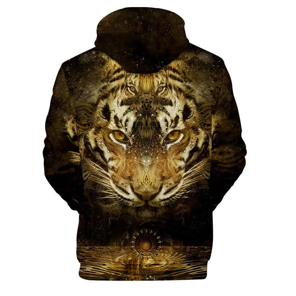 Multi Shade Tiger 3D Printed Vibrant Hoodie