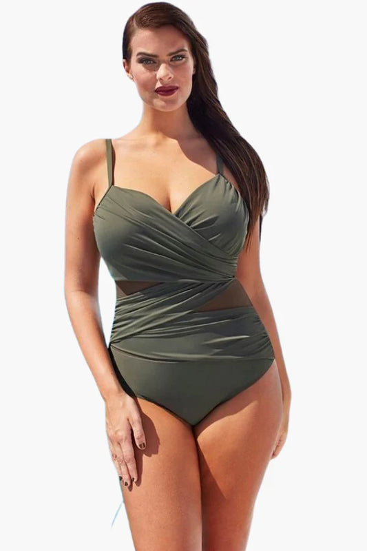 Maillot de bain une pièce vert armée grande taille