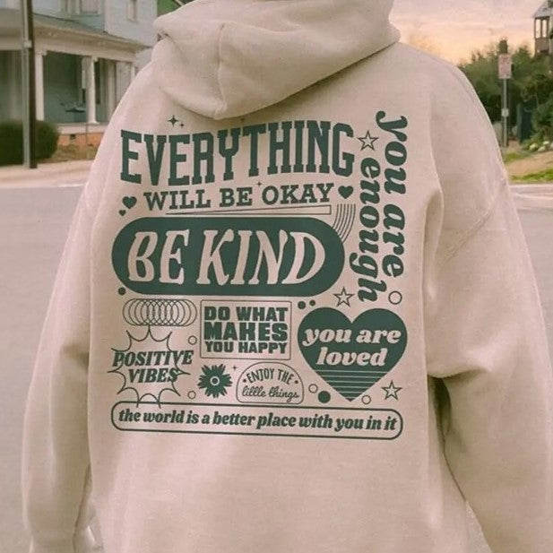 Multiple Phrase Printed Plus Size Hoodie