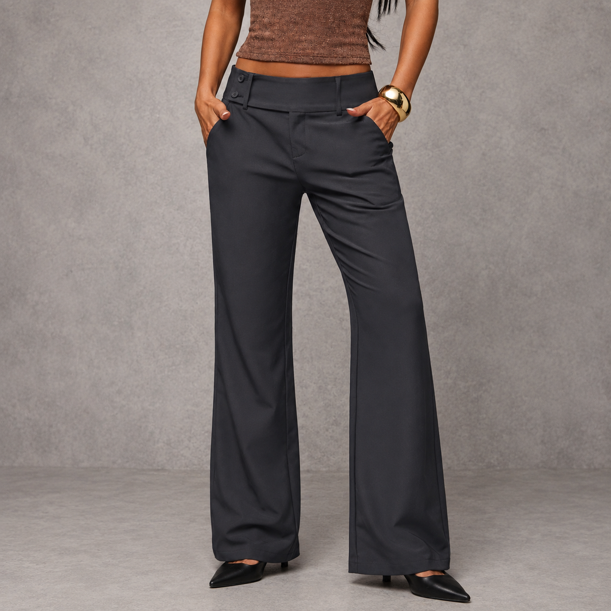 Casual Solid Low Rise Pants For Women