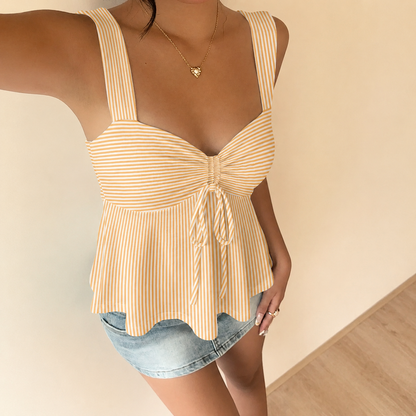 Casual Minimalist Summer Outdoor Top With Drawstring For Women