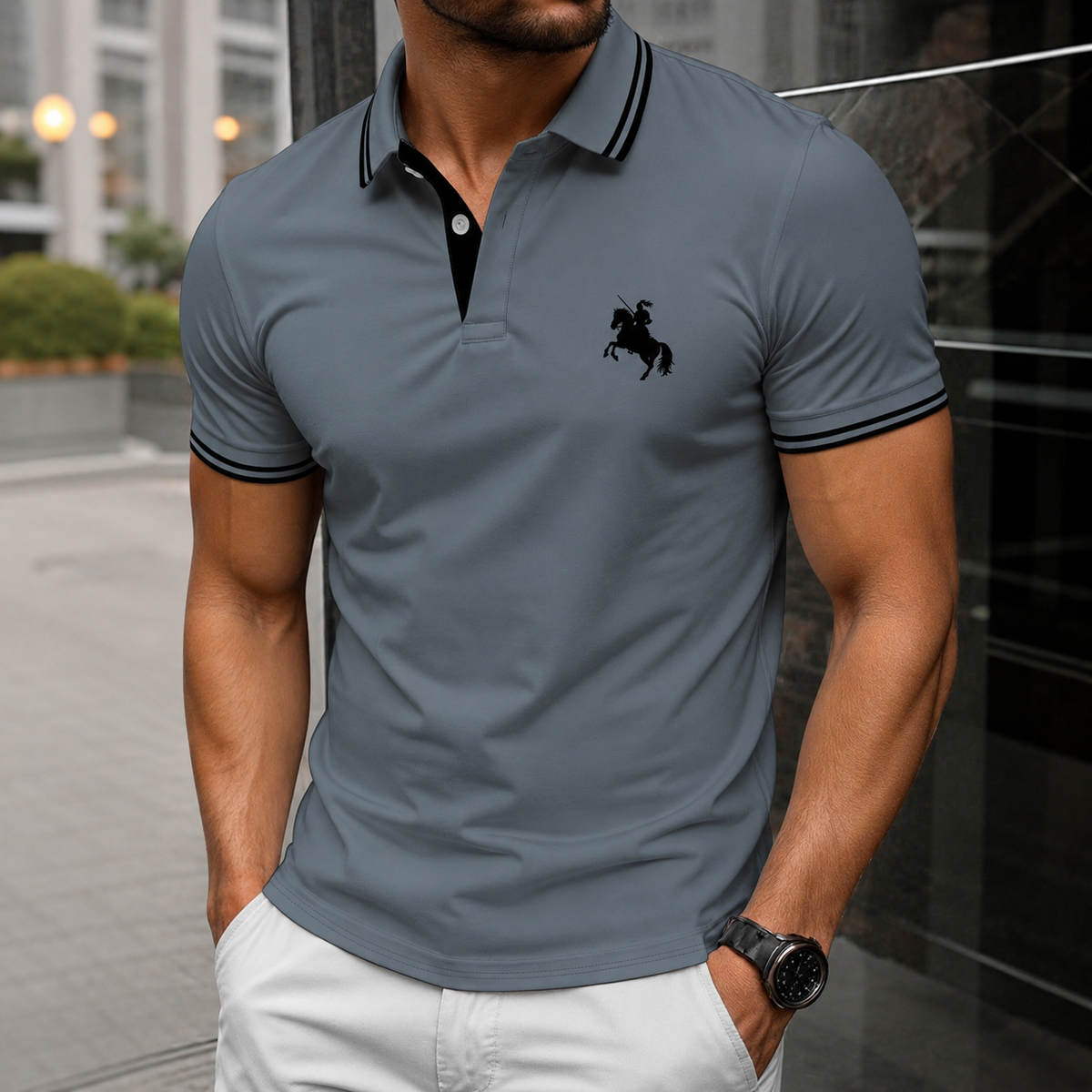 Regular Fit Short Sleeve Casual Polo Shirt For Men