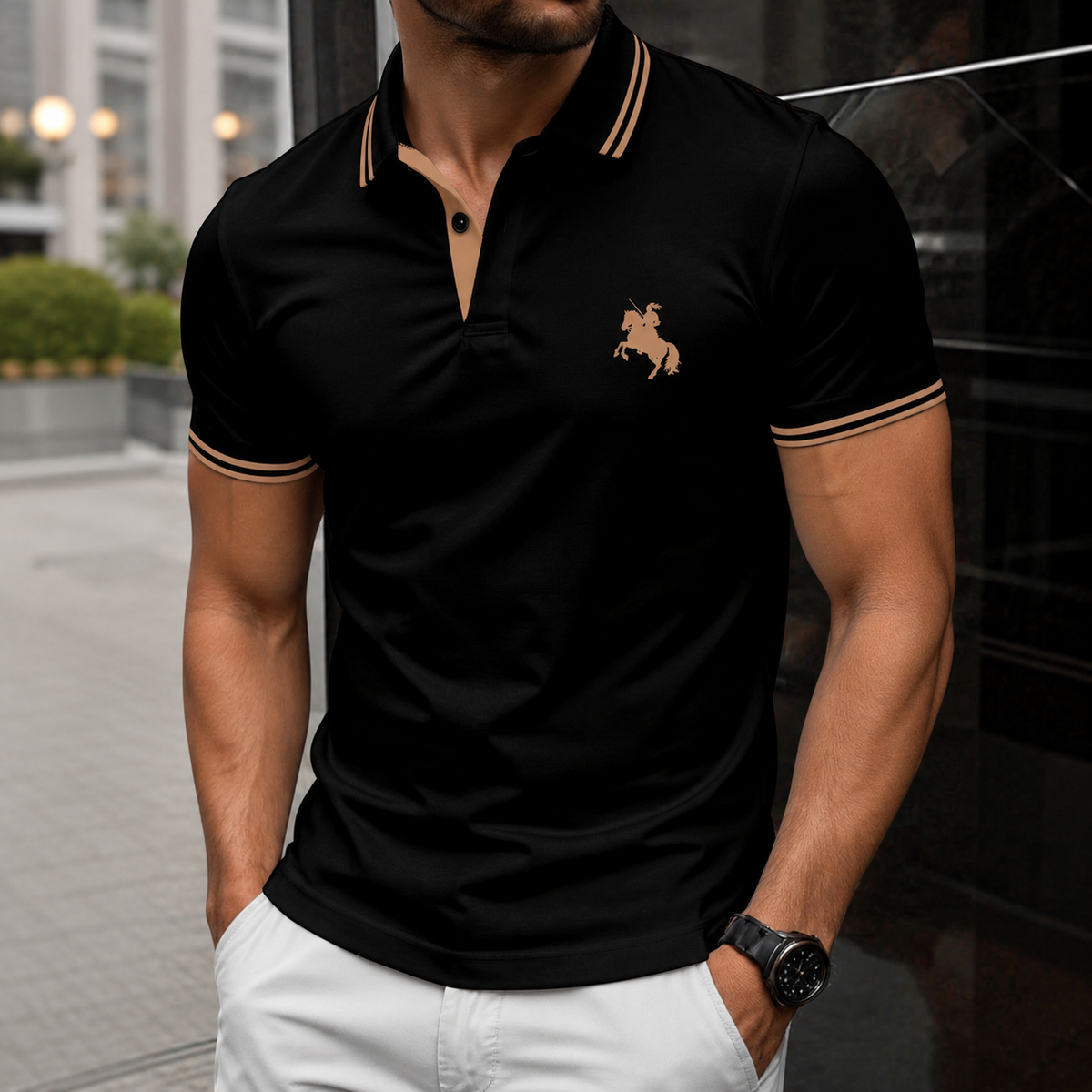 Regular Fit Short Sleeve Casual Polo Shirt For Men