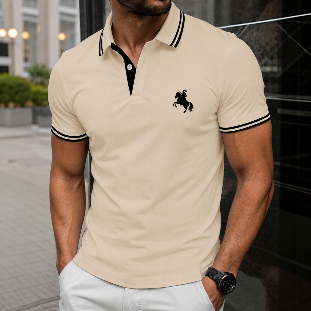 Regular Fit Short Sleeve Casual Polo Shirt For Men