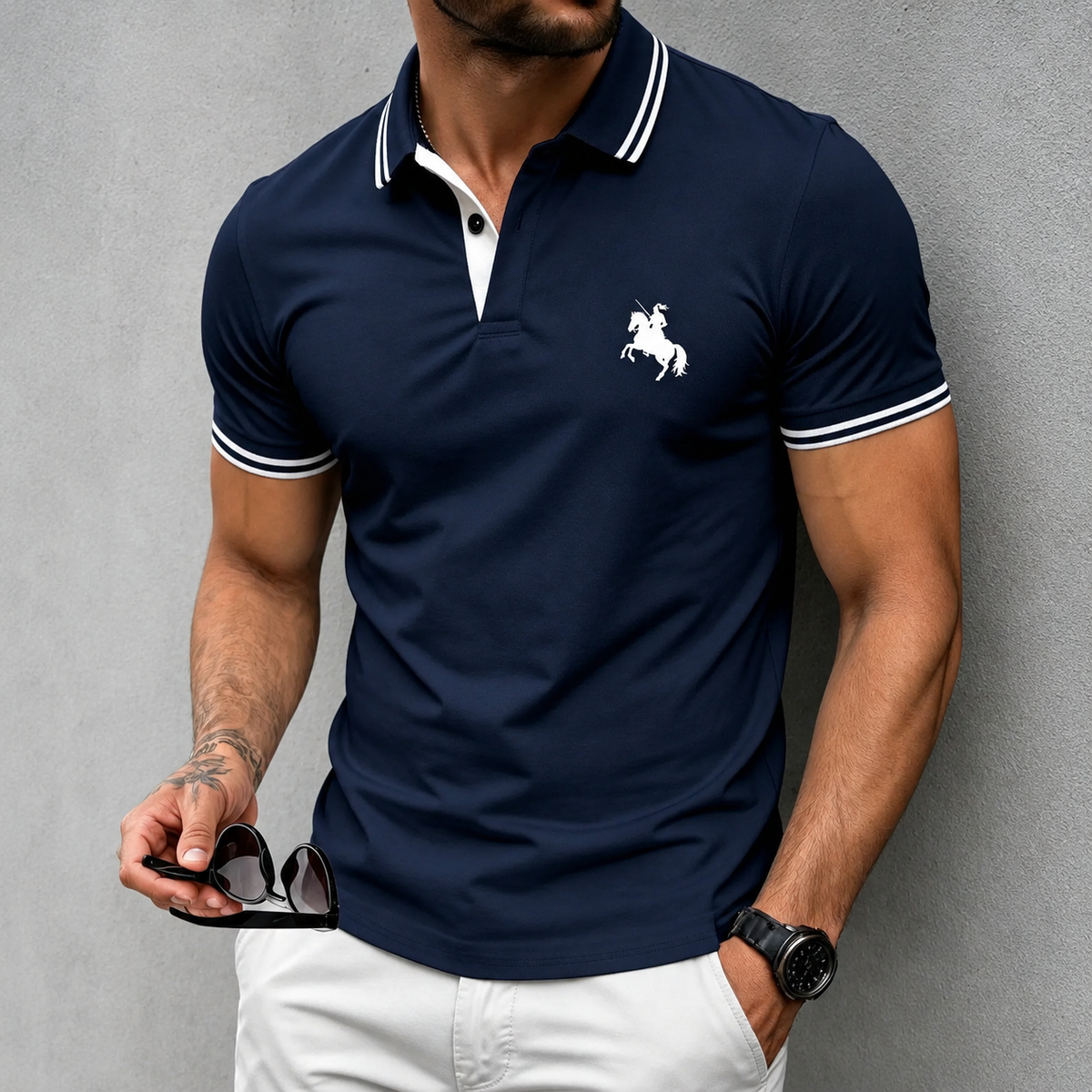 Regular Fit Short Sleeve Casual Polo Shirt For Men