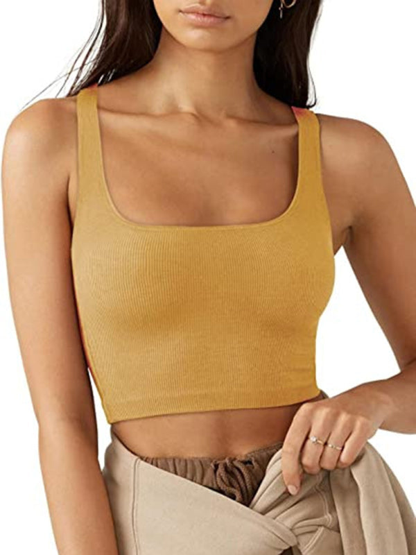 Casual Solid Thread Short Vest