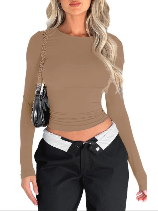 Solid Color Slim Fit Pullover T Shirt