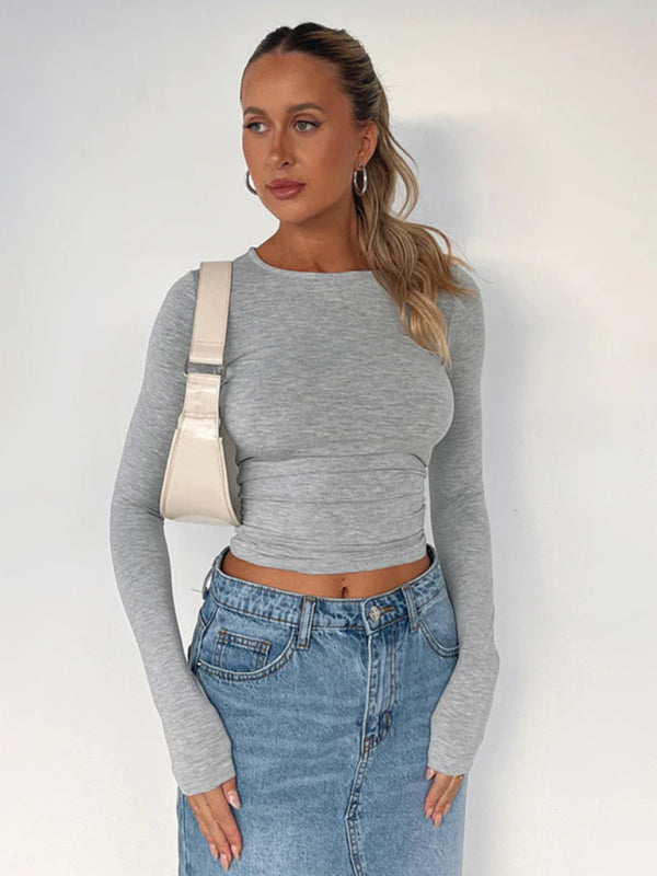 Solid Color Slim Fit Pullover T Shirt