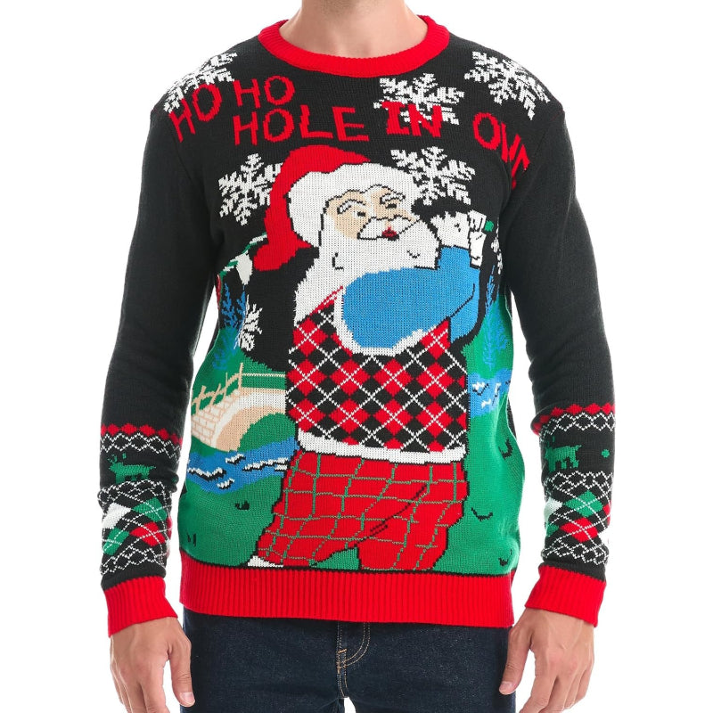 Christmas Reindeer Santa Snowflake Print Knit Sweater For Men