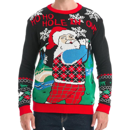 Christmas Reindeer Santa Snowflake Print Knit Sweater For Men