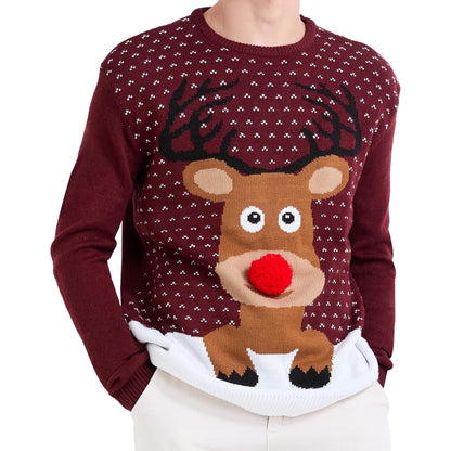 Christmas Reindeer Santa Snowflake Print Knit Sweater For Men
