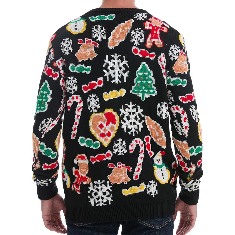 Christmas Reindeer Santa Snowflake Print Knit Sweater For Men