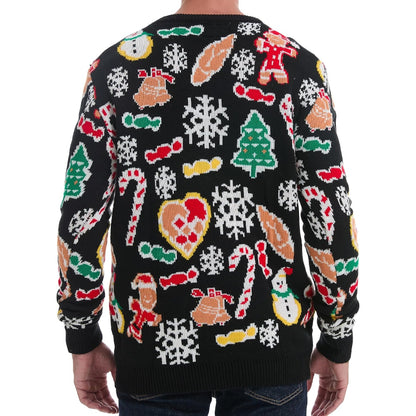 Christmas Reindeer Santa Snowflake Print Knit Sweater For Men
