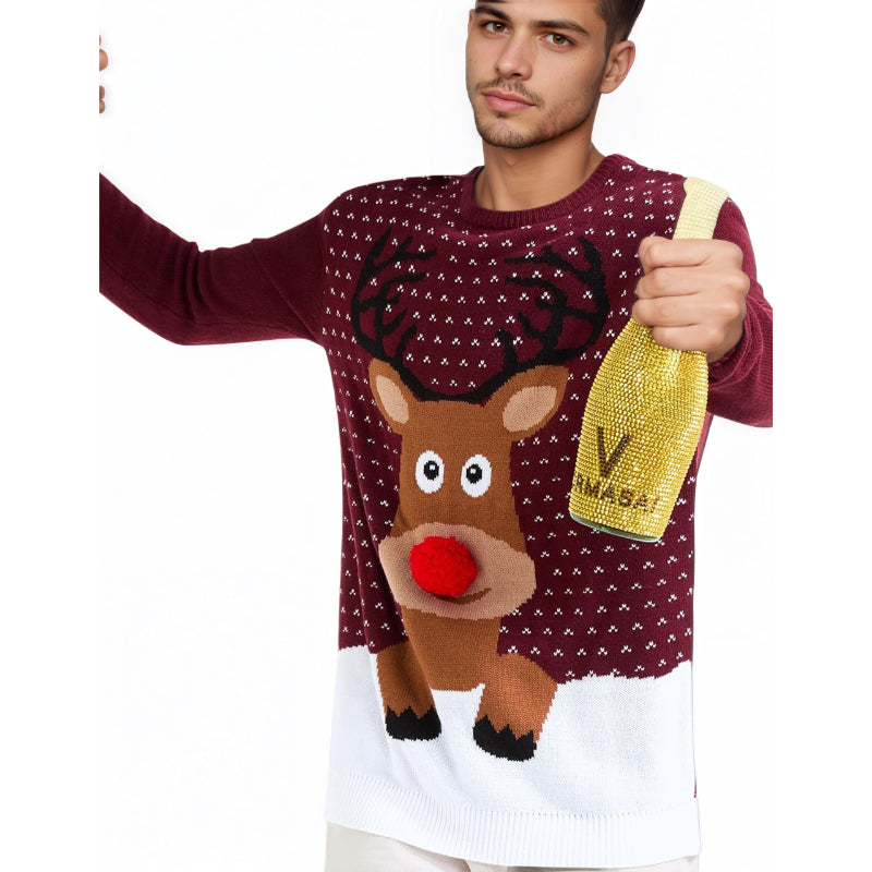 Christmas Reindeer Santa Snowflake Print Knit Sweater For Men