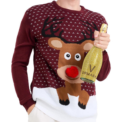 Christmas Reindeer Santa Snowflake Print Knit Sweater For Men