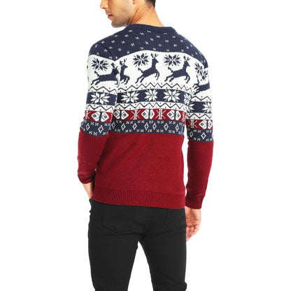 Christmas Reindeer Santa Snowflake Print Knit Sweater For Men