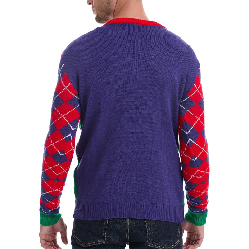 Christmas Reindeer Santa Snowflake Print Knit Sweater For Men