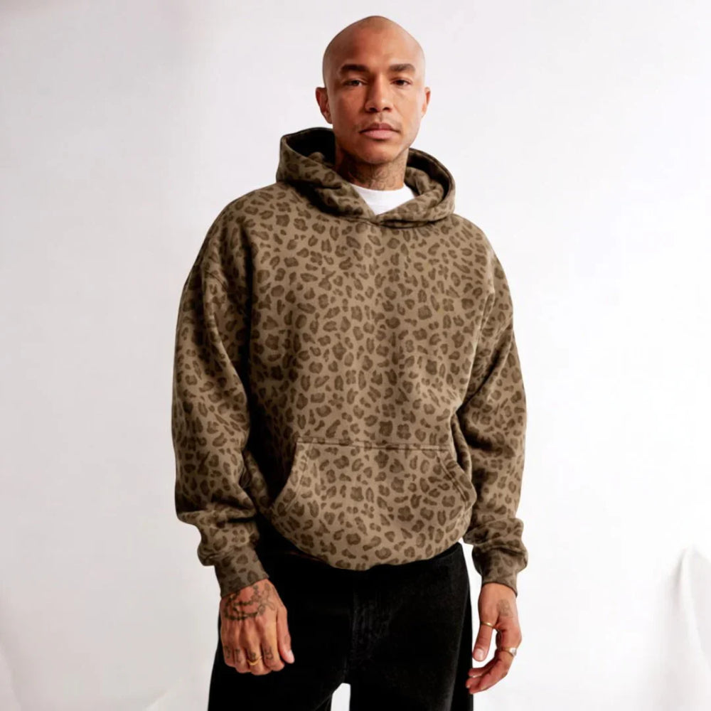Printed Pullover Hoodie With Kangaroo Pocket