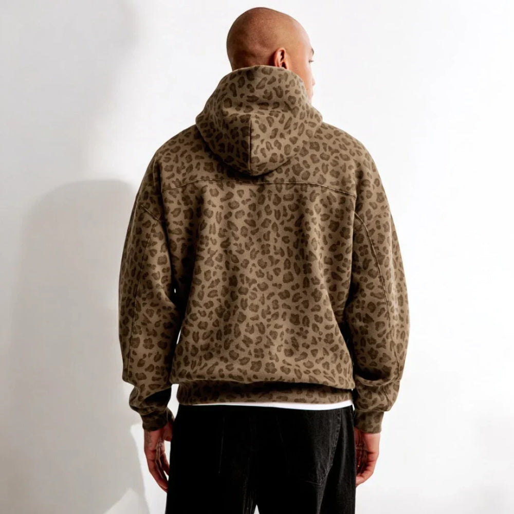 Printed Pullover Hoodie With Kangaroo Pocket