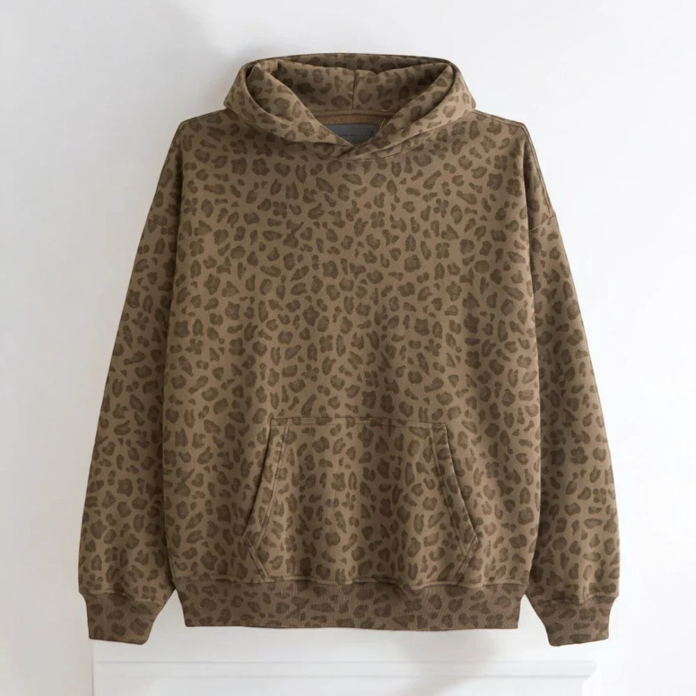 Printed Pullover Hoodie With Kangaroo Pocket