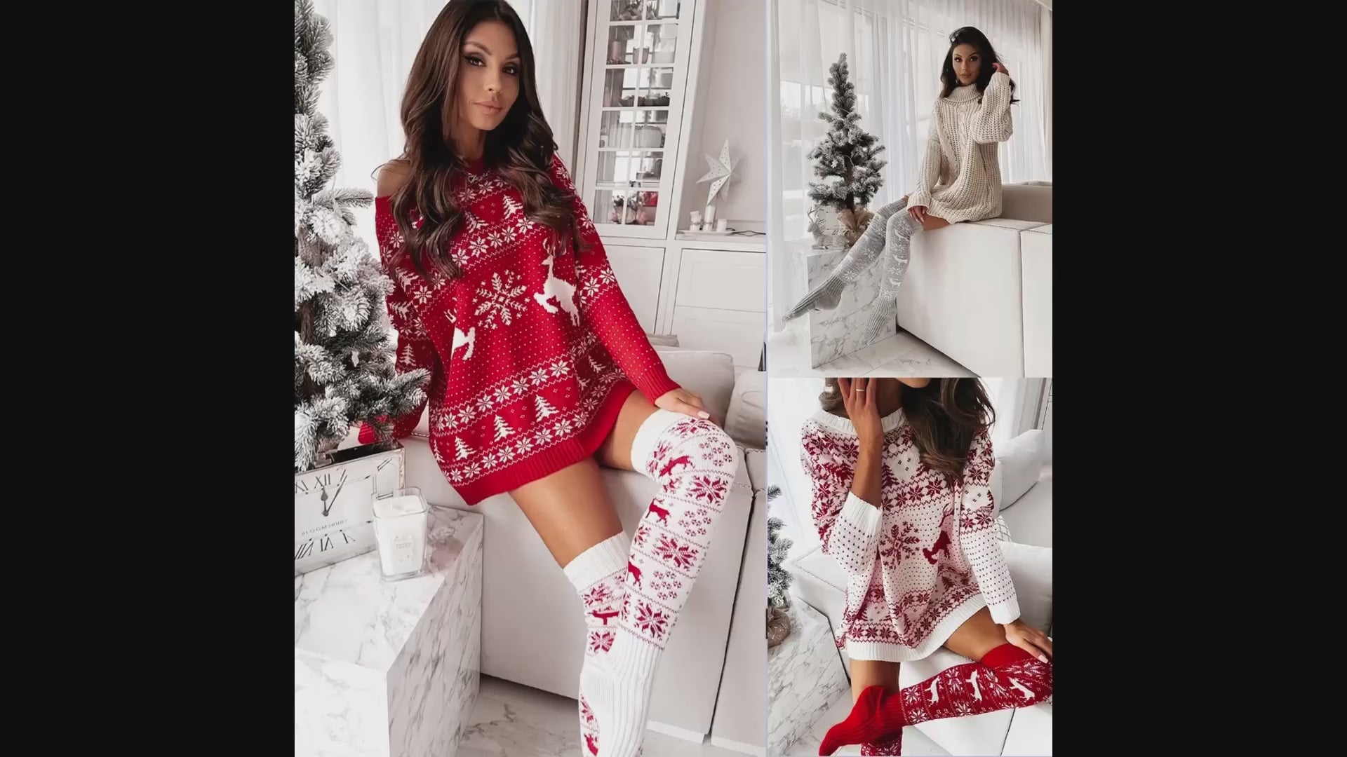 Winter Christmas Warm Knitted Women Stocking Beautiful Elk Snowflake  Jacquard Over-the-knee Casual Long Socks For Ladies Gifts Free Size at Rs  4000.25, Women Clothes