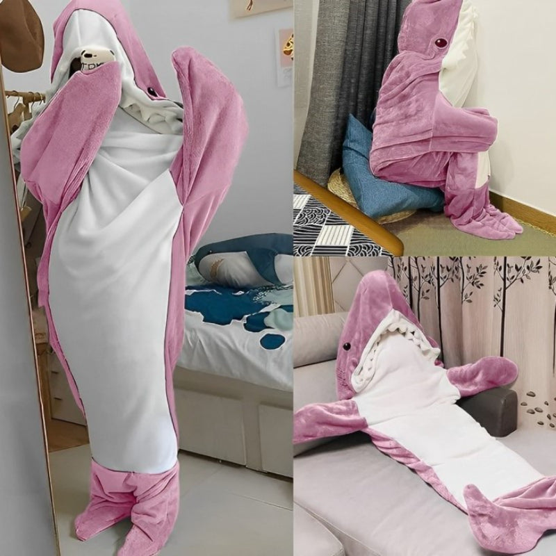 Ultra Soft Home Flannel Shark Hooded Blanket