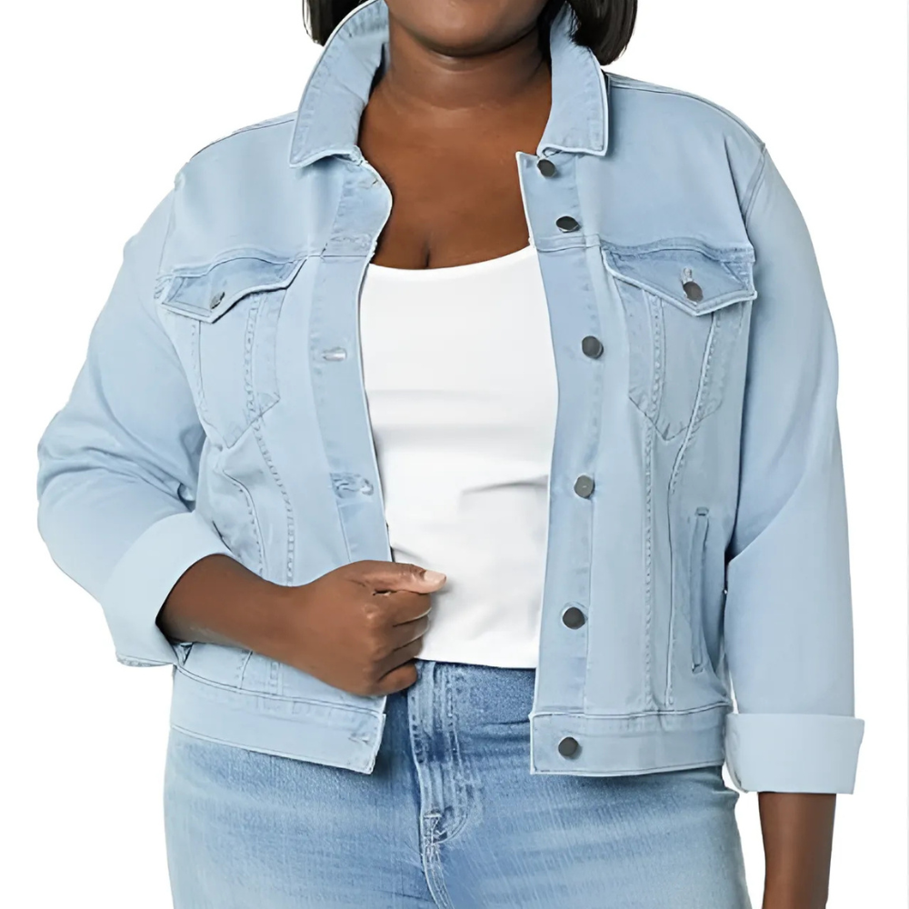 Classic Front Button Denim Jacket With Pockets