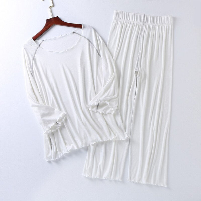 Women's Wide-Legged Pants Pajama Set Ensemble