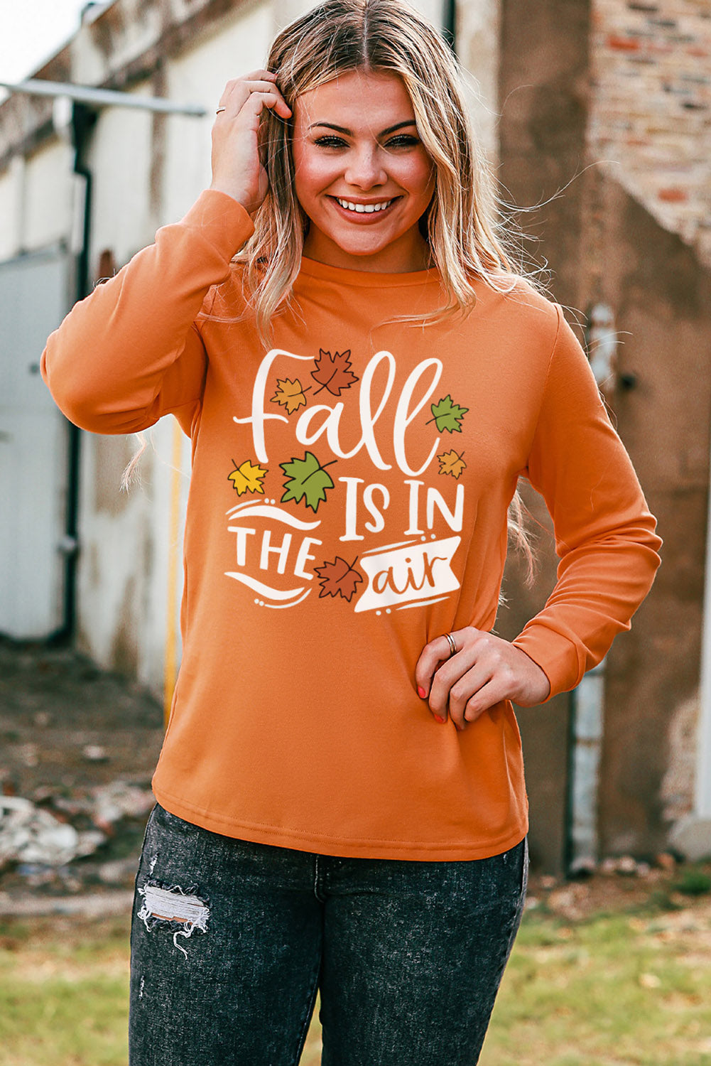 FALL IS IN THE AIR Graphic Printed Sweatshirt