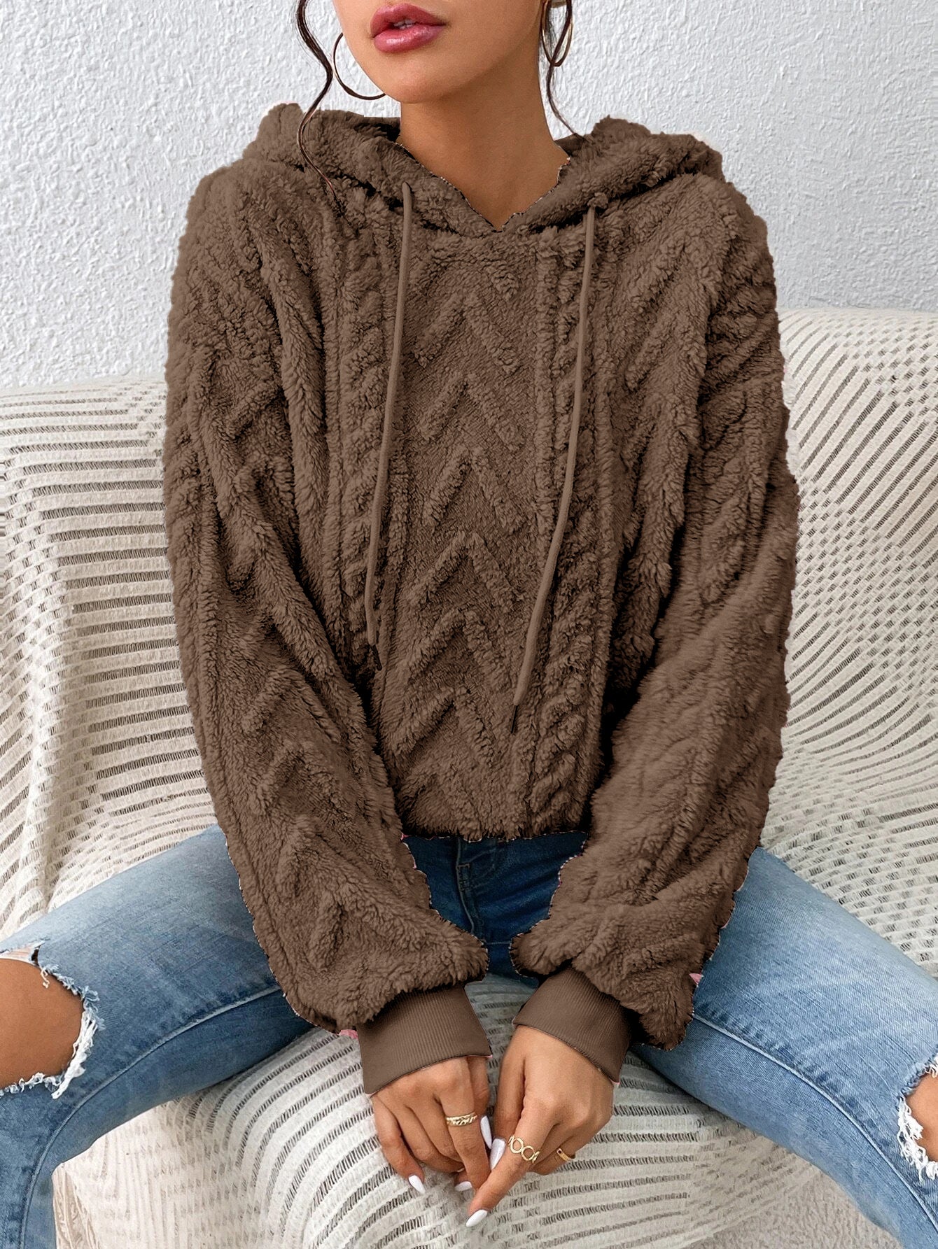 Casual Plush Flannel Loose Jacket Hoodie