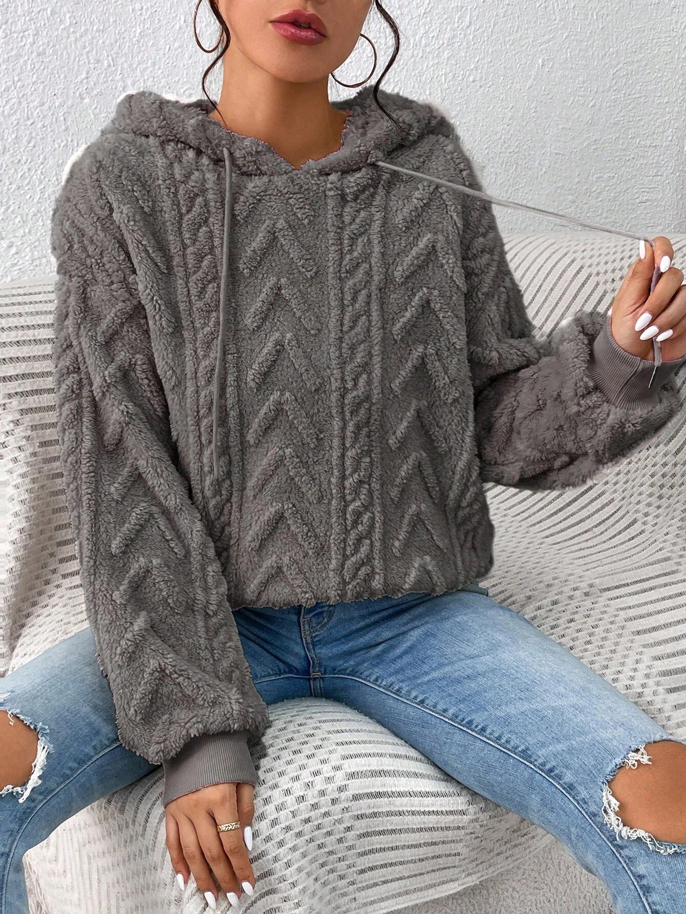 Casual Plush Flannel Loose Jacket Hoodie