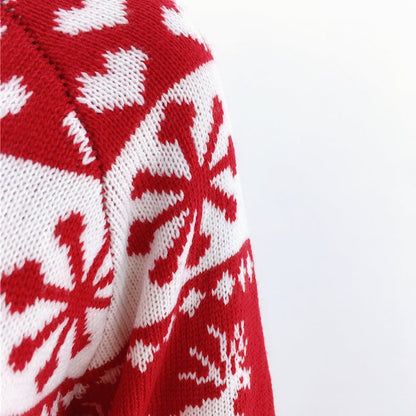 Weihnachts-Schneeflocken-Elch-Strickpullover