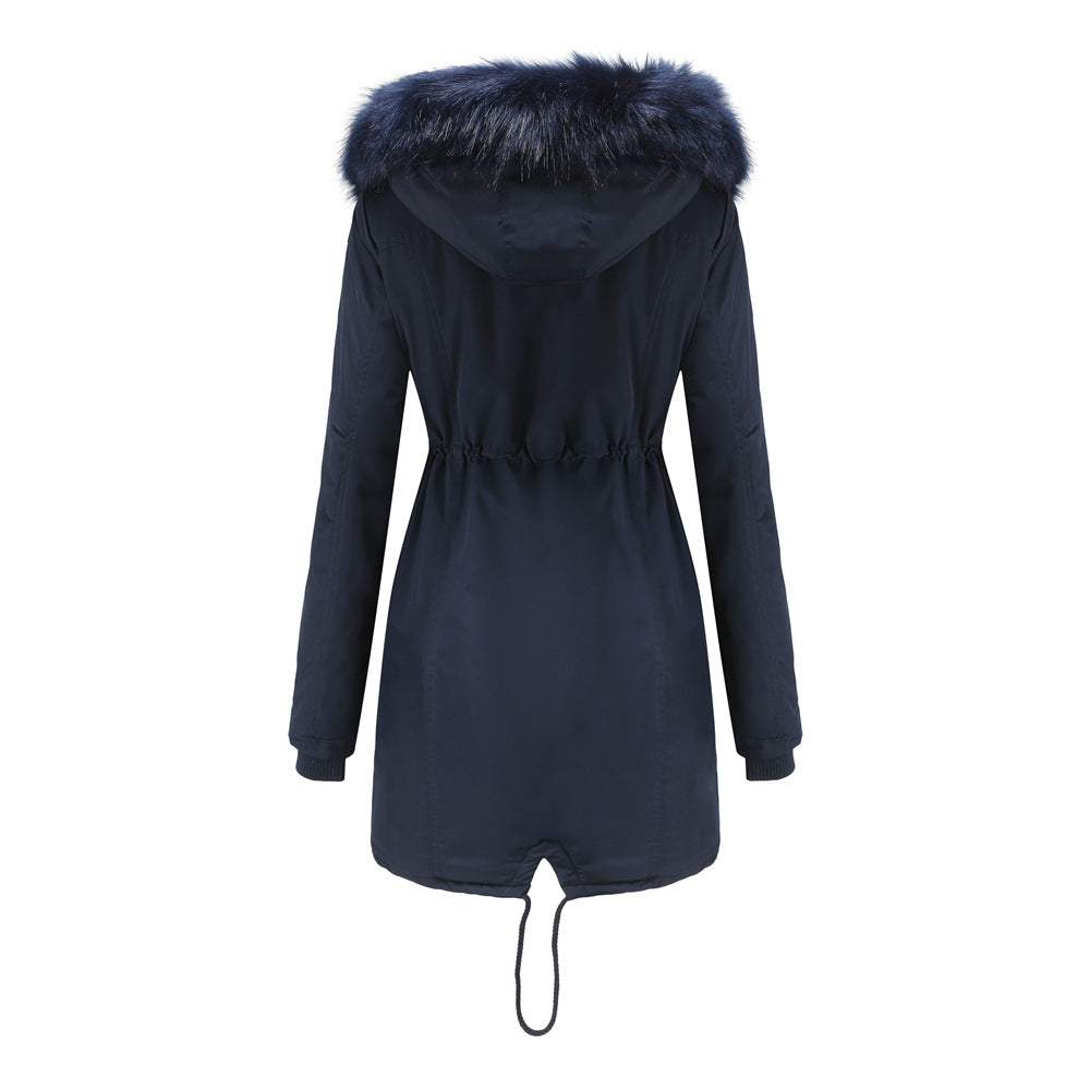 Winter Big Fur Collar Thickened Velvet Coat Parkas