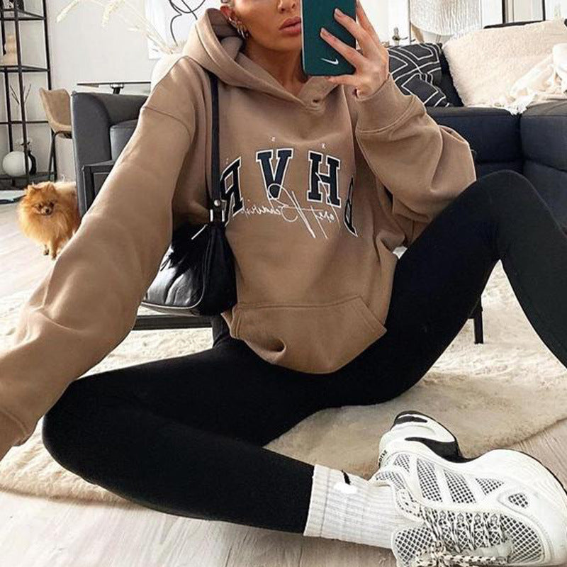 BHVR Printed Casual Pullover Velvet Hoodie