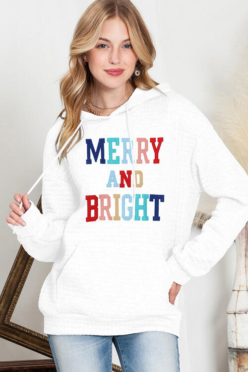 Merry And Bright Waffle Knit Drawstring Hoodie