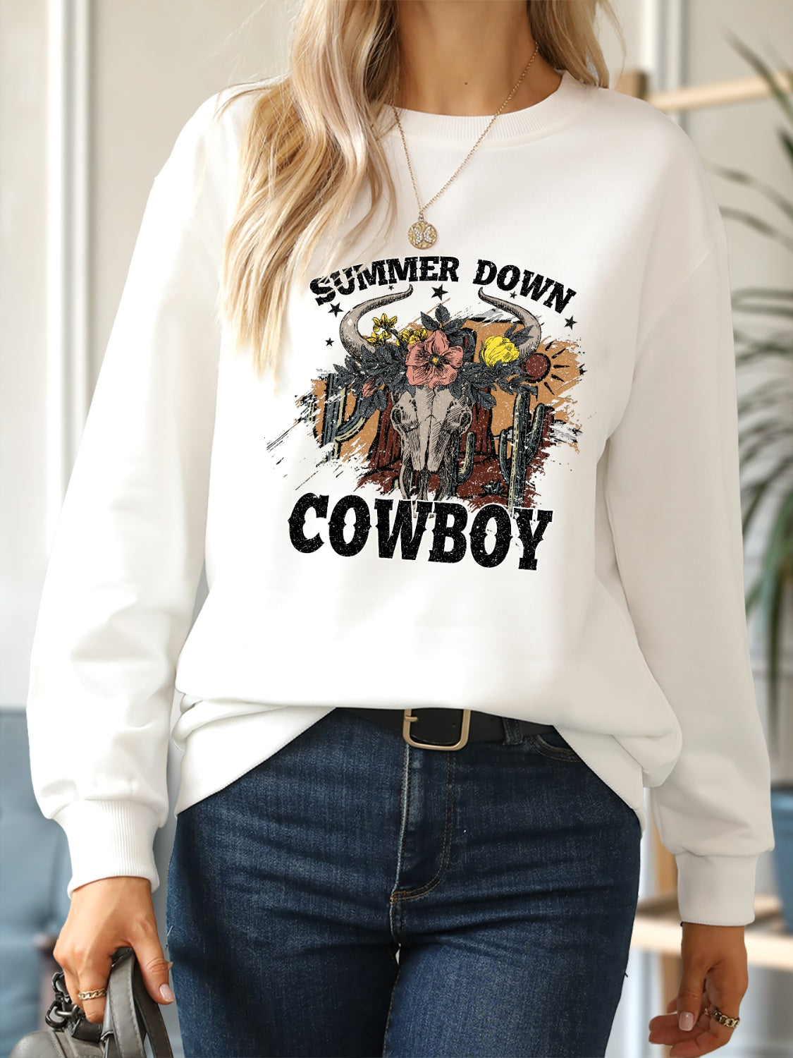 SUMMER DOWN COWBOY Printed Sweatshirt