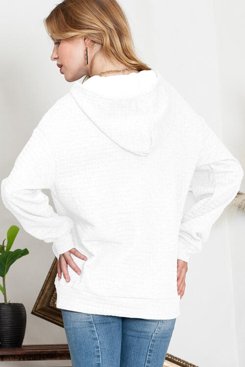 Merry And Bright Waffle Knit Drawstring Hoodie