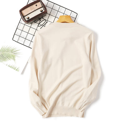 Elegant Beaded Loose Pullover Sweater