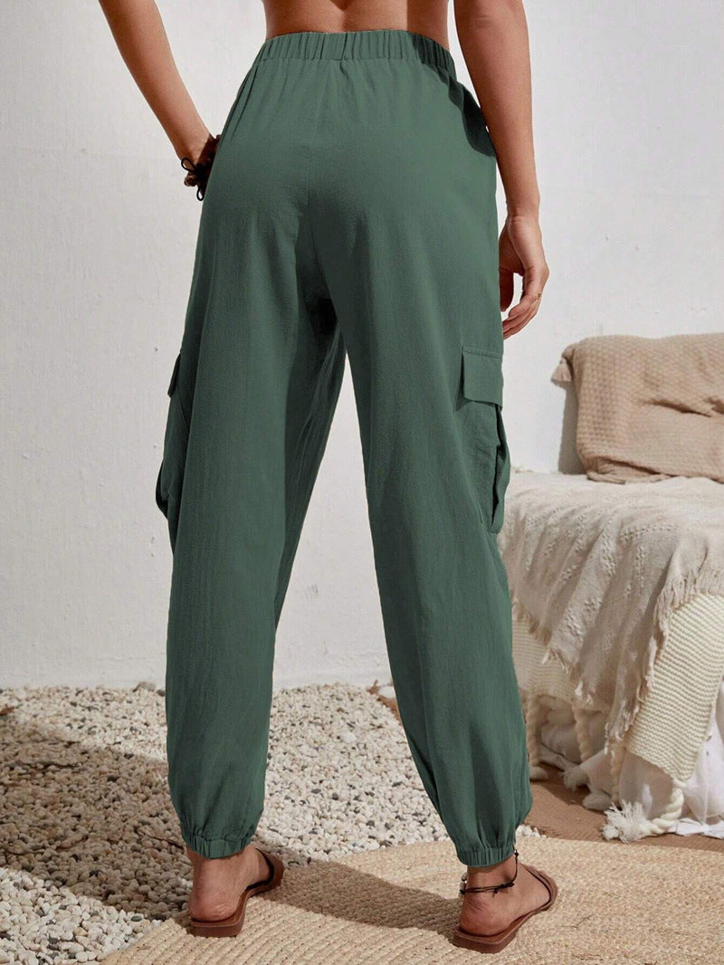 Casual Pocket Drawstring Loose Cargo Pants