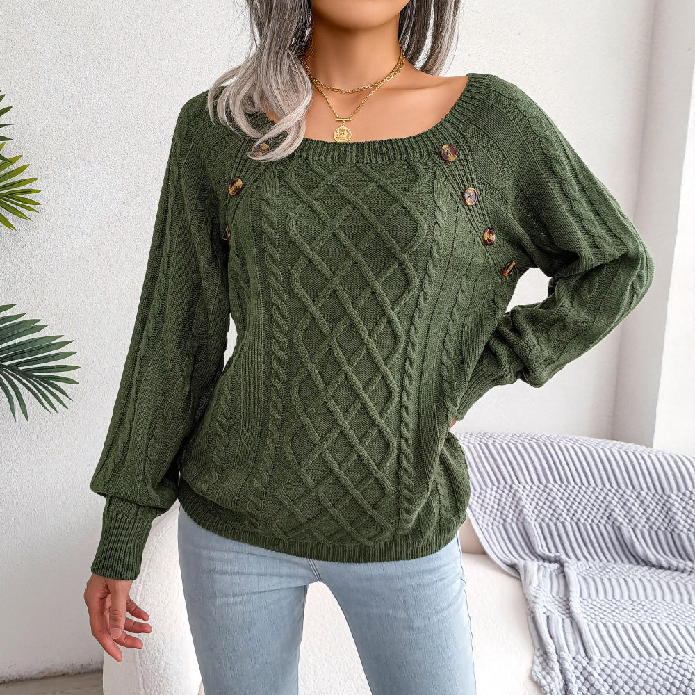 Casual Twist Knit Pullover Sweater