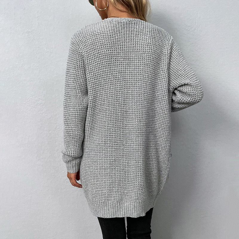 Casual Pocket Knit Plain Sweater Cardigan