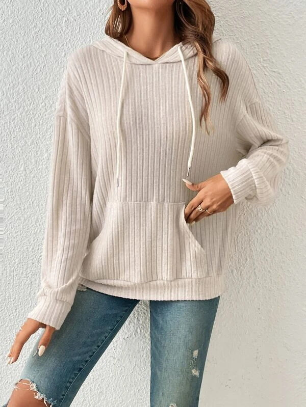 Winter Sunken Stripe Knit Sweater Hoodie