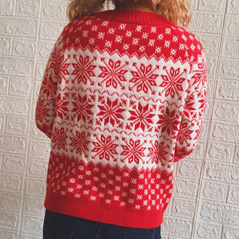 Christmas Casual Snowflake Knitted Pullover Sweater