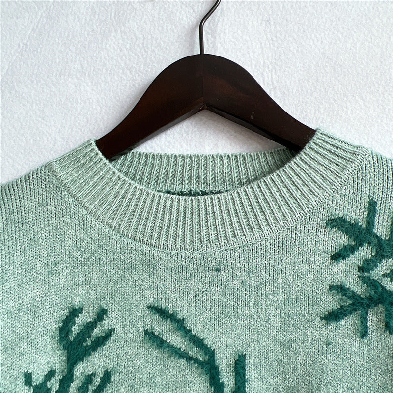 Christmas Snowflake Deer Jacquard Knitted Sweater