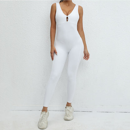 Sleeveless Cutout Ring Strap Yoga Jumpsuit