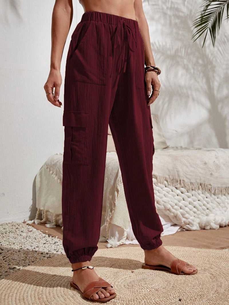 Casual Pocket Drawstring Loose Cargo Pants