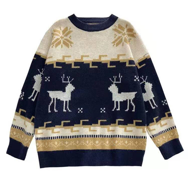 Christmas Deer Knitted Korean Loose Pullover Sweater