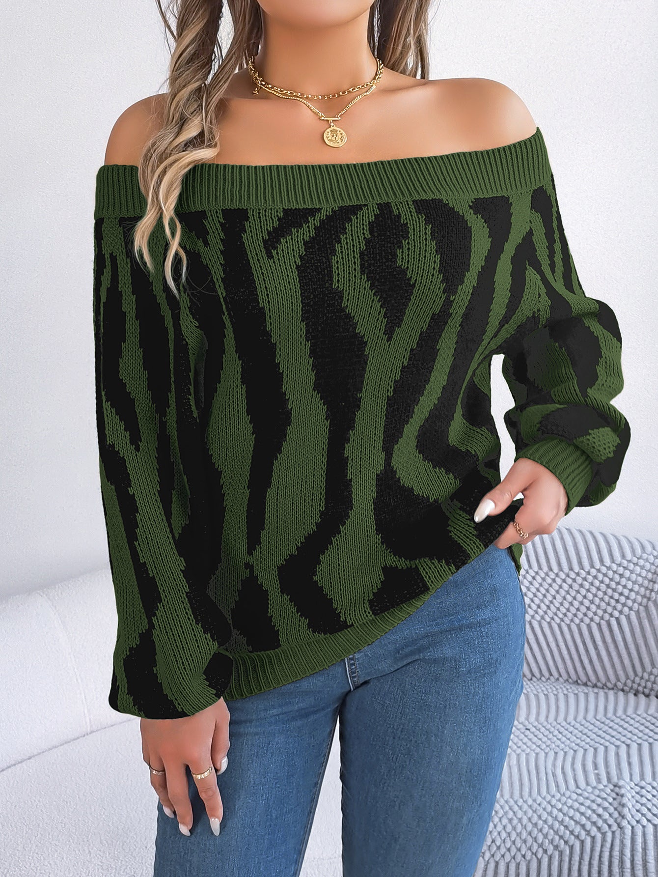 Elegant Stylish Lantern Sleeve Sweater