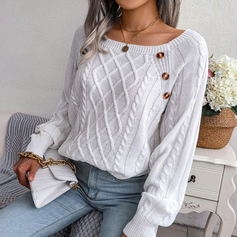 Casual Twist Knit Pullover Sweater